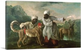 A Cheetah and Stag with Two Indian Attendants 1765-1-Panel-40x26x1.5 Thick