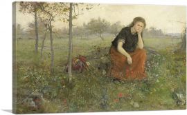 Pensive Girl In Meadow-1-Panel-18x12x1.5 Thick