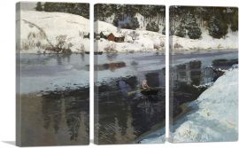 Winter At The River Simoa 1883-3-Panels-60x40x1.5 Thick
