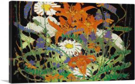 Marguerites Wood Lillies And Vetch-1-Panel-18x12x1.5 Thick