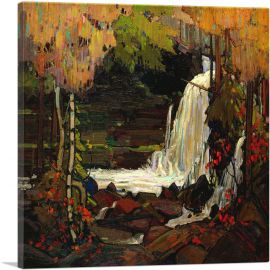 Woodland Waterfall Winter 1916-1-Panel-36x36x1.5 Thick