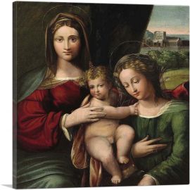 The Madonna And Child With Saint Catherine-1-Panel-12x12x1.5 Thick
