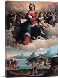 Madonna And Child In Glory With Saints Anthony Of Padua Francis 1530-1-Panel-12x8x.75 Thick
