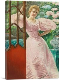 Portrait Of a Young Woman In a Conservatory 1895-1-Panel-40x26x1.5 Thick