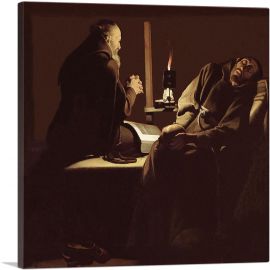 Exstasy Of St. Francis A Monk at Prayer With Dying Monk 1640-1-Panel-18x18x1.5 Thick