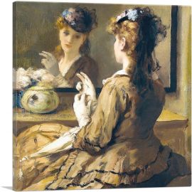 Young Woman In Front Of The Mirror-1-Panel-12x12x1.5 Thick