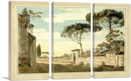 Part Of Ancient Roman Wall Between Porta Salara And Porta Pinciana 1780-3-Panels-90x60x1.5 Thick