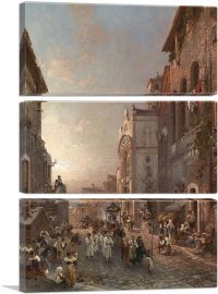 Procession In Naples-3-Panels-90x60x1.5 Thick