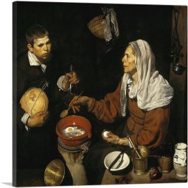 Old Woman Frying Eggs 1618-1-Panel-18x18x1.5 Thick