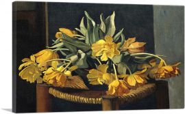 Double Yellow Tulips On a Wicker Chair-1-Panel-12x8x.75 Thick