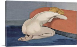 Naked Woman Kneeling In Front Of Red Couch 1915-1-Panel-18x12x1.5 Thick