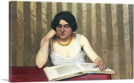 Reader With a Yellow Necklace 1912-1-Panel-12x8x.75 Thick