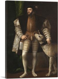 Portrait Of Charles V With Dog 1533