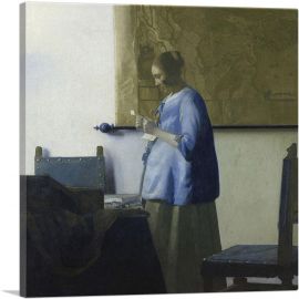 Woman In Blue Reading a Letter 1663-1-Panel-26x26x.75 Thick