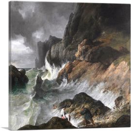 Stormy Coast Scene After a Shipwreck 1820-1-Panel-18x18x1.5 Thick