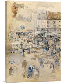 Market Place In Dieppe 1885-1-Panel-18x12x1.5 Thick