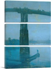 Nocturne Blue and Gold - Old Battersea Bridge 1872-3-Panels-60x40x1.5 Thick