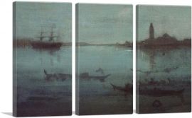Nocturne In Blue And Silver The Lagoon Venice 1879-3-Panels-60x40x1.5 Thick