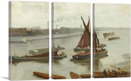 Grey And Silver Old Battersea Reach 1863-3-Panels-60x40x1.5 Thick