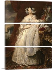 Helene Of Mecklenburg-Schwerin Duchess Of Orleans With Son 1839-3-Panels-90x60x1.5 Thick