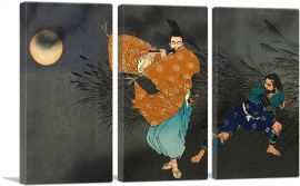 Fujiwara Yasumasa Plays Flute By Moonlight 1883-3-Panels-60x40x1.5 Thick