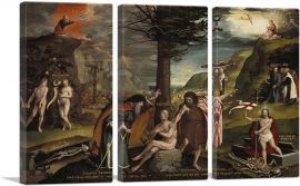 Allegory Of Old And New Testaments Early 1530-3-Panels-60x40x1.5 Thick