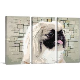 Peckingese Dog Breed Modern-3-Panels-90x60x1.5 Thick