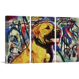Boerboel Mastiff Dog Breed Colorful Abstract-3-Panels-90x60x1.5 Thick