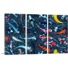 Koi Carp Fish Japan China Swiming Pond-3-Panels-90x60x1.5 Thick