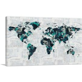 Green Gray Black World Map