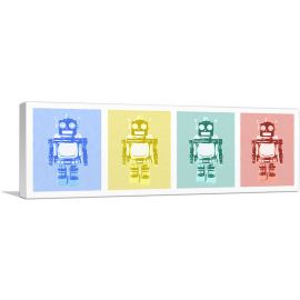 Modern Vintage Robot in Blue, Yellow, Green, and Red