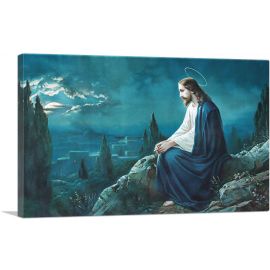 Christ on the Mount of Olives Jesus at Night Blue