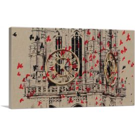 Clock Tower With Birds Painting Home decor
