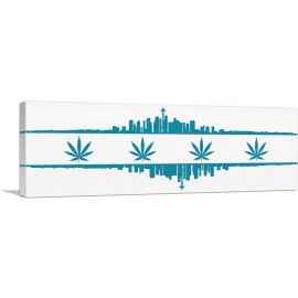 Seattle City Washington Flag Weed Leaf Pot Marijuana Cannabis