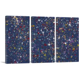 Yellow Red Whit Spots Navy Blue Rectangle-3-Panels-90x60x1.5 Thick