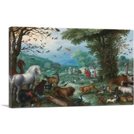 Paradise Landscape With The Animals Entering Noah's Ark