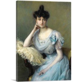 Portrait Of a Young Woman In a Blue Dress