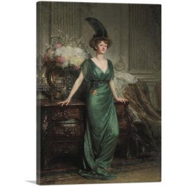 Mrs Ernest Guinness Wearing An Emerald Dress And Feather 1912