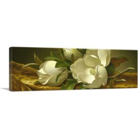 Magnolias on Gold Velvet Cloth Panoramic