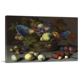 Fruit Basket With Blue Plates and Cherries 1622