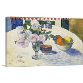 Flowers and a Bowl of Fruit on a Table 1894