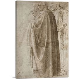 Three Standing Men in Wide Cloaks Turned to the Left 1496