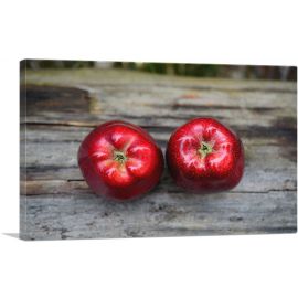 Two Red Apples On Wooden Table