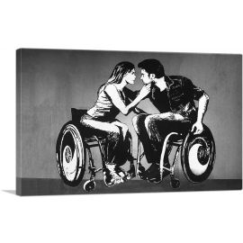 Man and Woman in Wheelchairs About to Kiss Graffiti