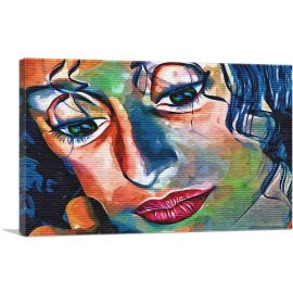 Woman's Face Multicolor Graffiti