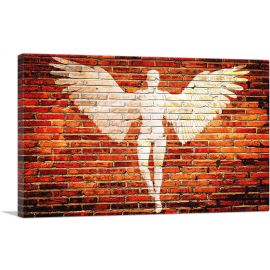 Angel Graffiti on Brick Wall