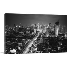 Jakarta Indonesia Black and White Skyline