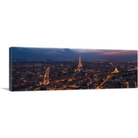 Paris France City in Lights Panoramic