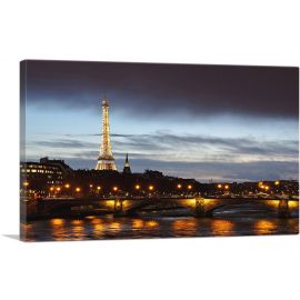 Paris France Eiffel Tower After Sunset