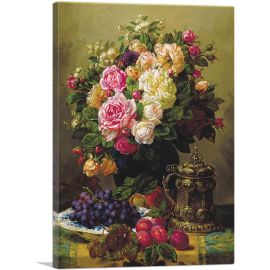 Still Life With Roses And Plums